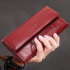 Women's Long Cowhide Leather Wallet – RFID-Blocking Handbag with Multiple Card Slots & Coin Pocket